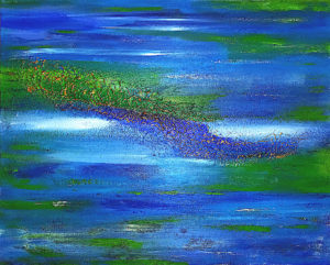 Acrylic painting of a lake