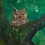 owl mixed media painting
